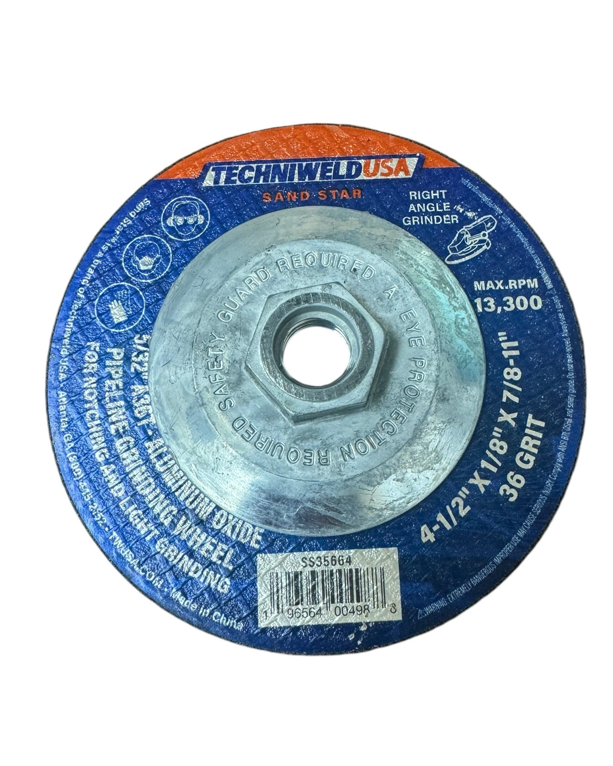 SAND STAR 4-1/2 X 1/8 X 5/8-11 Grinding Wheel With Threaded Hub