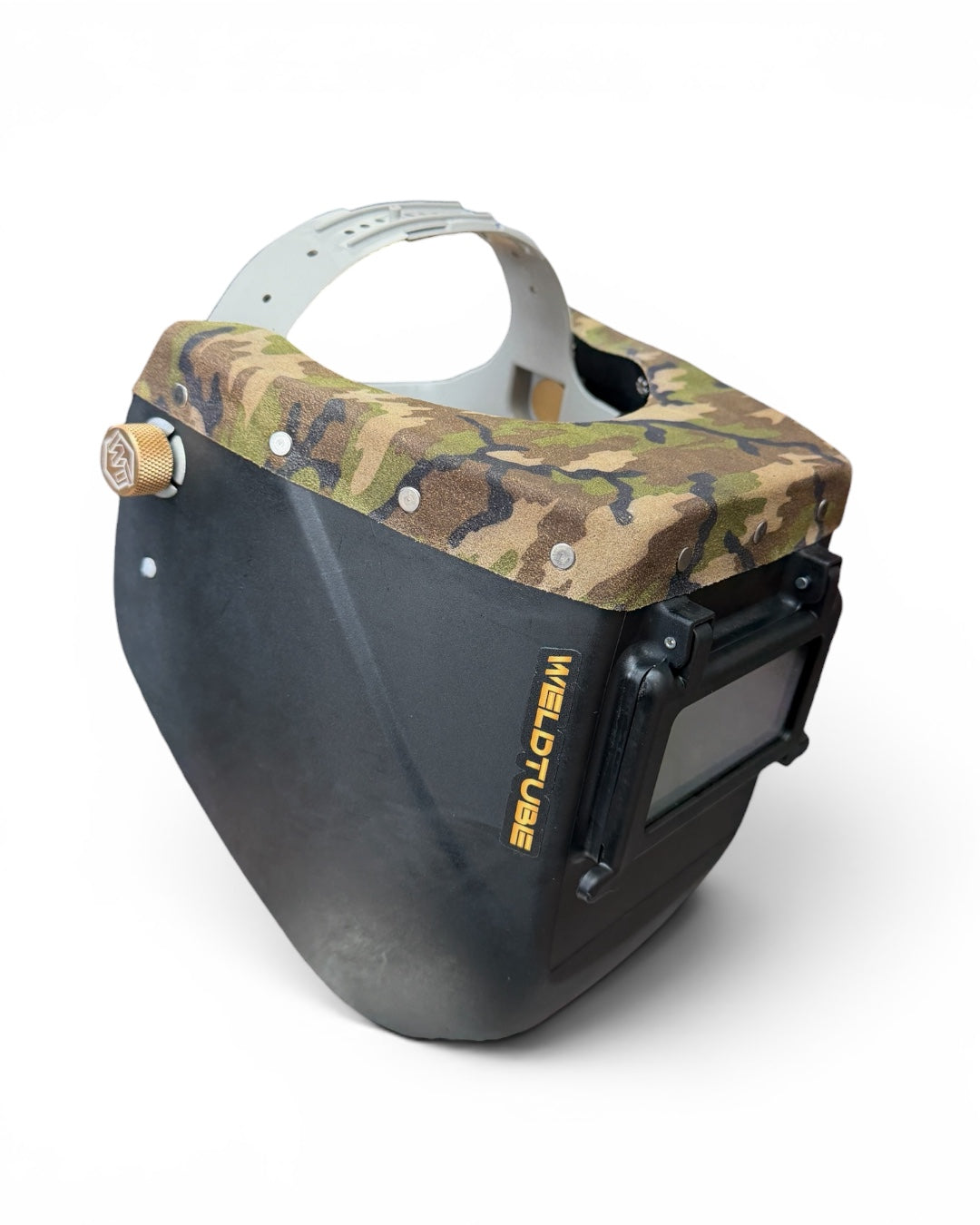 Chopped Leather Top FUTURA Welding Helmet with Aluminum Fasteners & High Visibility HD Lens