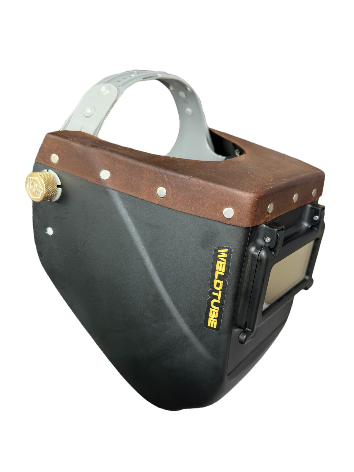 Chopped Leather Top FUTURA Welding Helmet with Aluminum Fasteners & High Visibility HD Lens