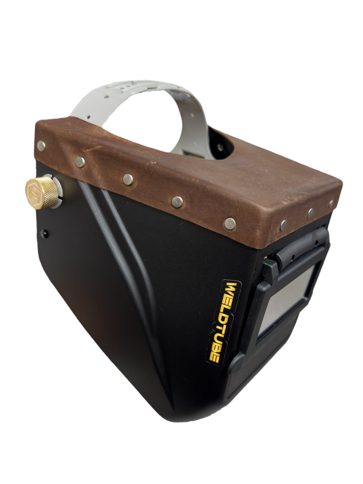 Chopped Leather Top LOWPRO Welding Helmet, with Aluminum Fasteners & High Visibility HD Lens