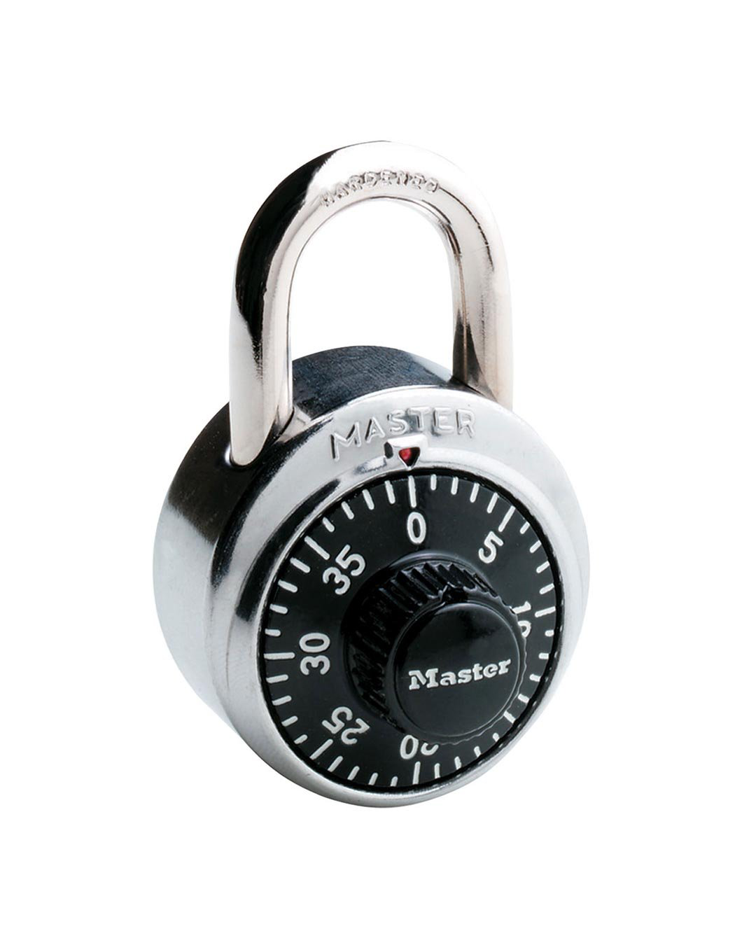 MASTER LOCK No. 1500 Combination Padlock, 9/32 in Diameter, 3/4 in L x 13/16 in W, Silver/Black