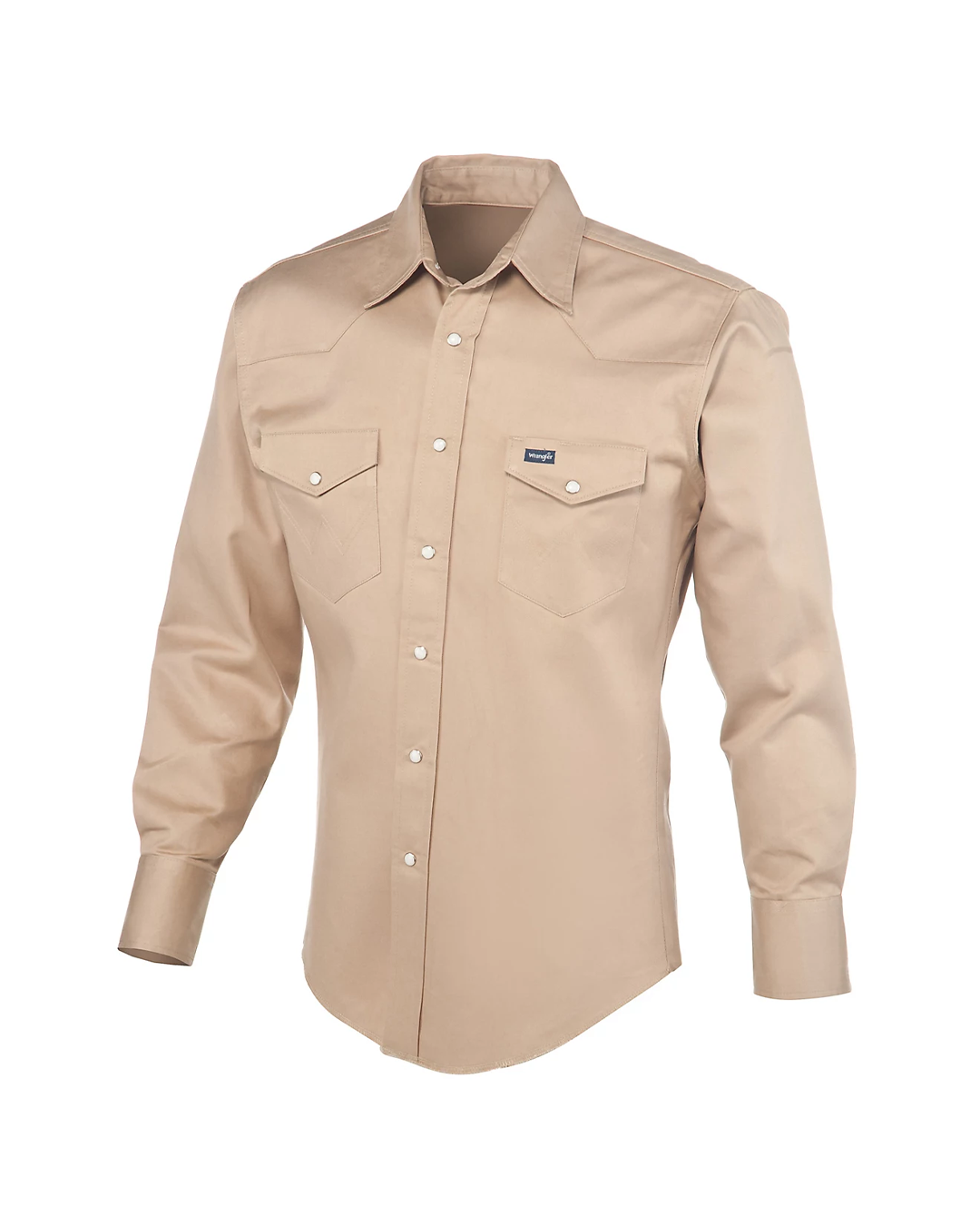 WRANGLER Heavyweight FIRM Fabric Pipeliner Style Long Sleeve Work Shirt, 100% Cotton, Non-FR, Khaki Color