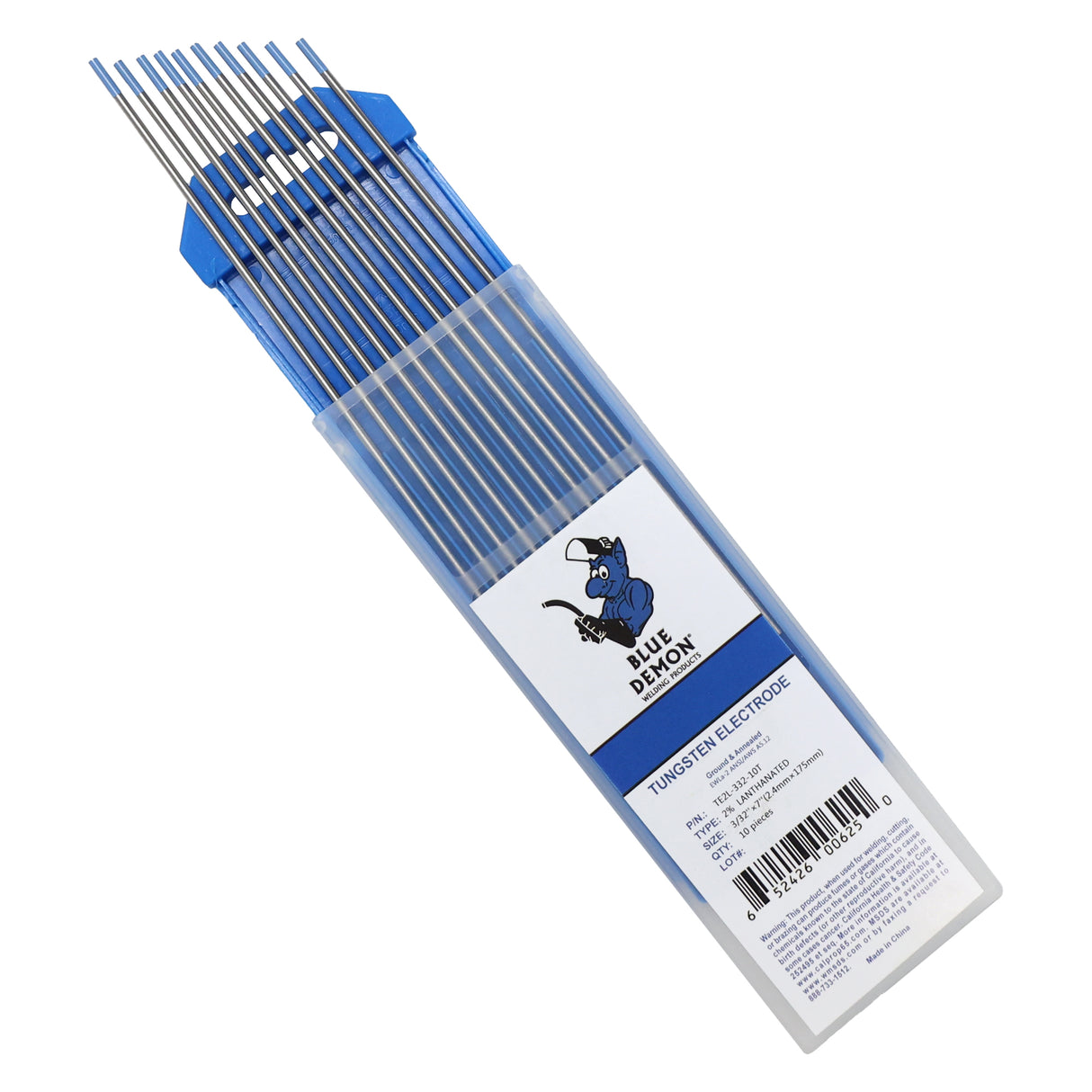 BLUE DEMON 2% Lanthanated Tungsten, 1/8 in x 7 in, 10 PK