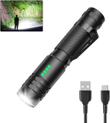 LED Tactical Flashlight, 2000 Lumens, Rechargeable, Waterproof, Clip On