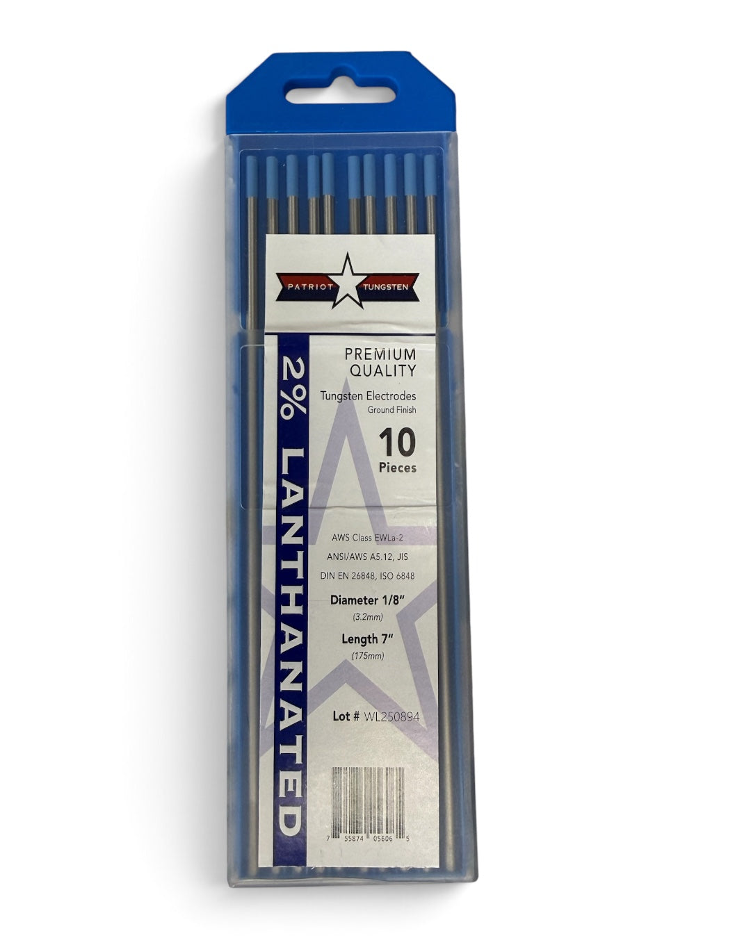PATRIOT TUNGSTEN 2% Lanthanated Tungsten, 1/8 in x 7 in, 10 PK