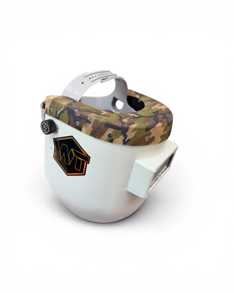 Chopped Leather Top PIPELINER Welding Helmet, MEDIUM CUT Bottom with Aluminum Fasteners & High Visibility Lens