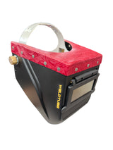 READY TO SHIP - Chopped Cherry Red Leather Top LOWPRO Welding Helmet