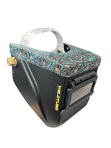 READY TO SHIP - Chopped Teal Black Floral Leather Top LOWPRO Welding Helmet