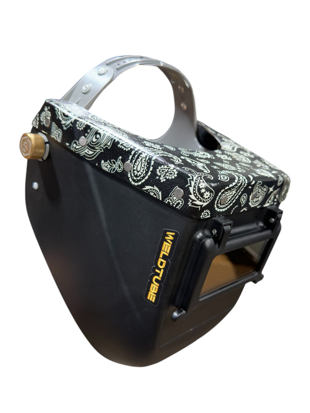 Chopped Leather Top FUTURA Welding Helmet with Aluminum Fasteners & High Visibility HD Lens