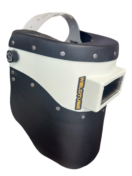 Chopped Leather Top/Bottom PIPELINER Welding Helmet with Aluminum Fasteners & High Visibility HD Lens