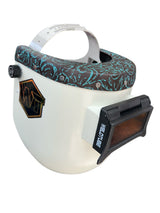 Chopped Leather Top PIPELINER Welding Helmet, MEDIUM CUT Bottom with Aluminum Fasteners & High Visibility Lens