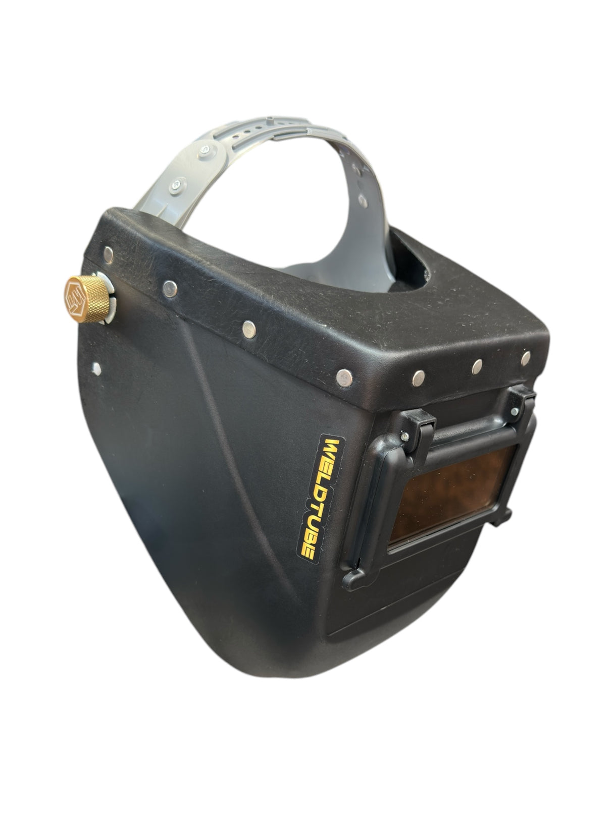 Chopped Leather Top FUTURA Welding Helmet with Aluminum Fasteners & High Visibility HD Lens