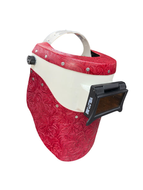 Chopped Leather Top/Bottom PIPELINER Welding Helmet with Aluminum Fasteners & High Visibility HD Lens