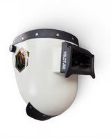 READY TO SHIP – Slim Chopped Pipeliner Welding Helmet | Black Leather Top & Goatee w/Flip-Front Adapter