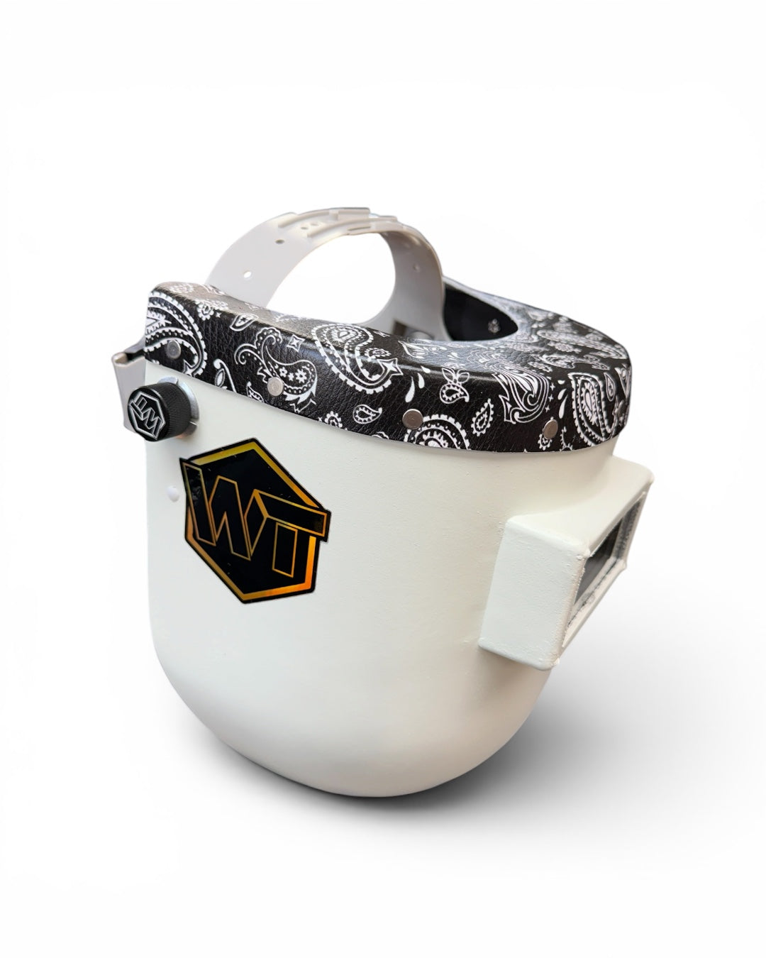 Chopped Leather Top PIPELINER Welding Helmet, NO-CUT Bottom with Aluminum Fasteners & High Visibility Lens