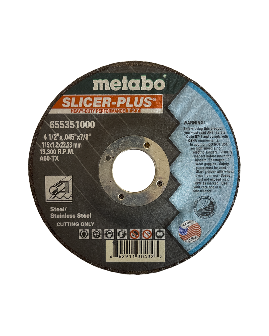 METABO 4 1/2 inch Slicer-Plus Cutting Wheel, Type 27