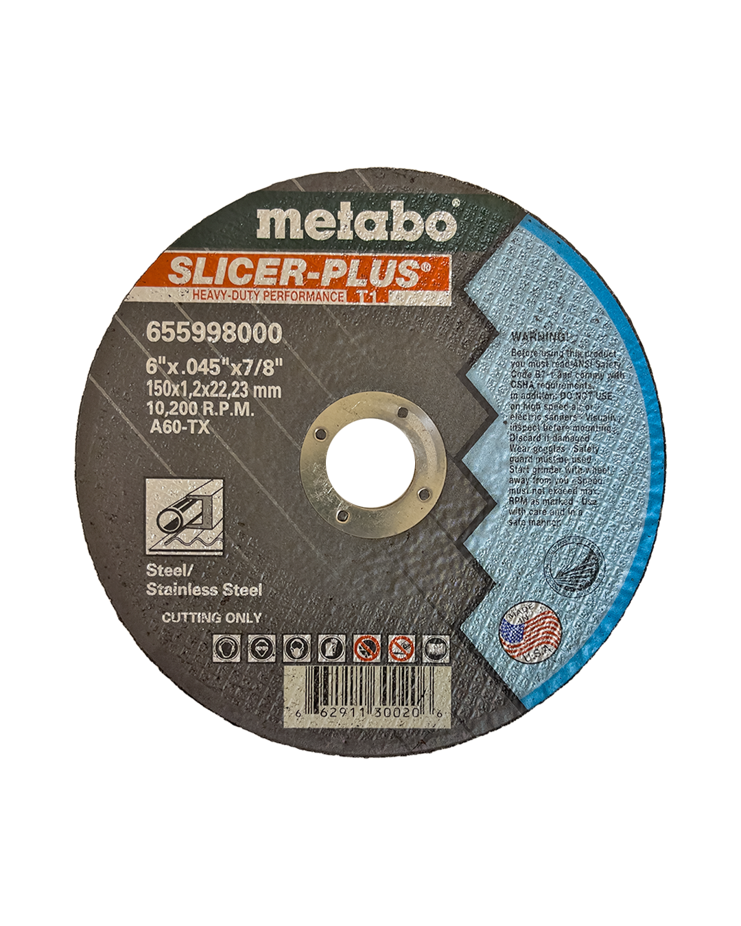 METABO Slicer-Plus Cutting Wheel, Type 27, 6 in Diameter