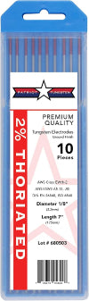 PATRIOT TUNGSTEN 2% Thoriated Tungsten, 1/8 in x 7 in, 10 PK