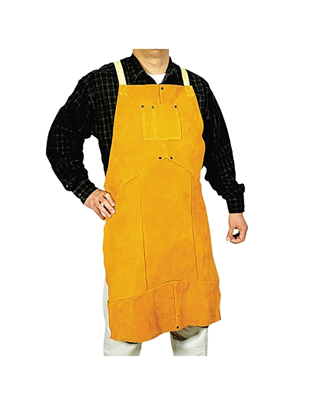 BEST WELDS Select Split Cowhide Leather Bib Apron, 24 in W x 36 in L, Golden Brown