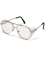 PYRAMEX Pathfinder Aviator Safety Glasses with Gold Frame and Clear Lens