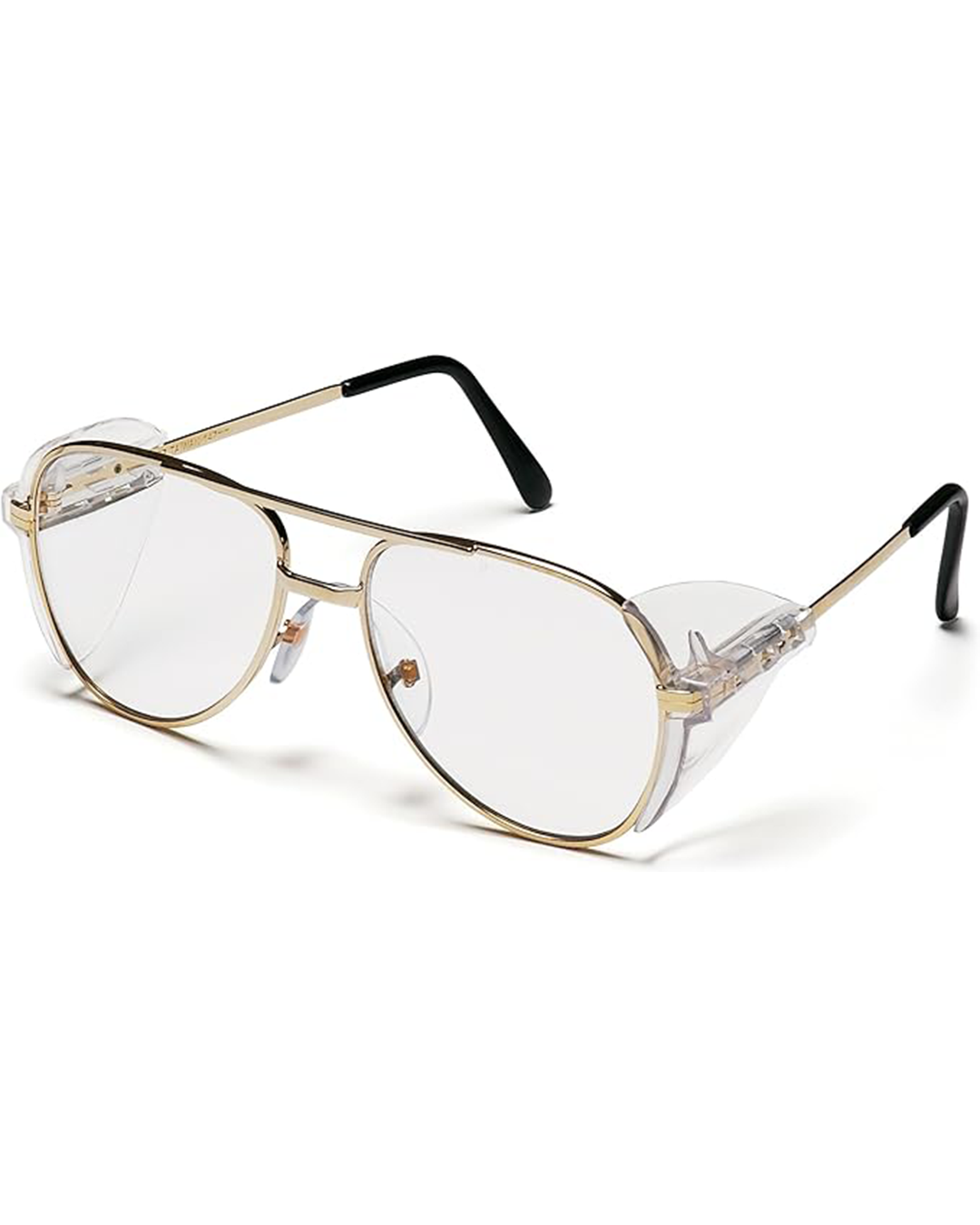 PYRAMEX Pathfinder Aviator Safety Glasses with Gold Frame and Clear Le ...