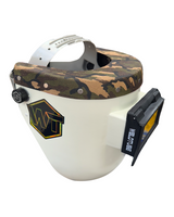 Chopped Leather Top PIPELINER Welding Helmet, SLIM CUT Bottom with Aluminum Fasteners & High Visibility HD Lens