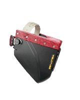 READY TO SHIP – LowPRO REDRUM Chopped Welding Helmet | Cherry Red Floral Leather Top w/Alpha Strap
