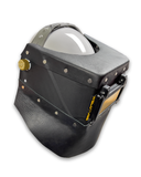 Chopped Leather Top/Bottom FUTURA Welding Helmet with Aluminum Fasteners & High Visibility HD Lens