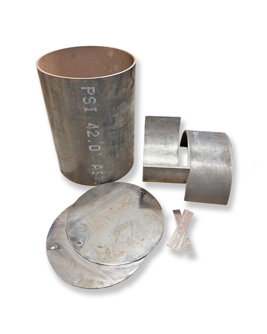Complete In Service Test Welding Coupons for API 1104 Testing, 12" Pipe, Sleeves, End Caps, Backing Bars