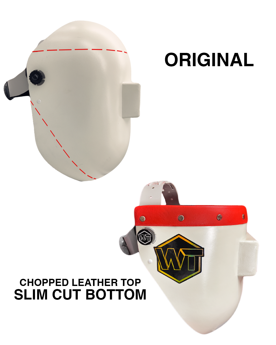 Chopped Leather Top PIPELINER Welding Helmet SLIM CUT Bottom with