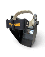 READY TO SHIP – LowPRO ICON Chopped Welding Helmet | Checkered Leather Top w/Weldtube Strap Headgear