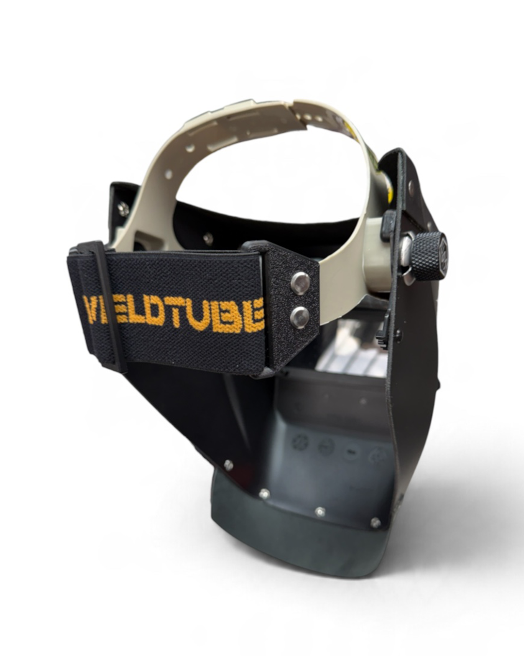 READY TO SHIP – LowPRO BLACK STAR Chopped Welding Helmet | Black Leather Top & Goatee w/Weldtube Alpha Strap