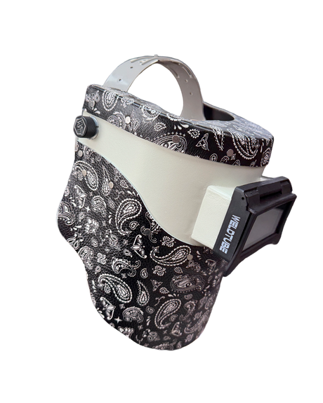 Chopped Leather Top/Bottom PIPELINER Welding Helmet with Aluminum Fasteners & High Visibility HD Lens