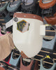 Chopped Leather Top PIPELINER Welding Helmet, NO CUT Bottom with GOATEE BIB, Aluminum Fasteners & High Visibility Lens