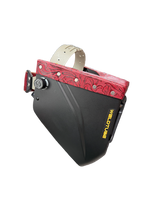 READY TO SHIP – LowPRO REDRUM Chopped Welding Helmet | Cherry Red Floral Leather Top w/Alpha Strap