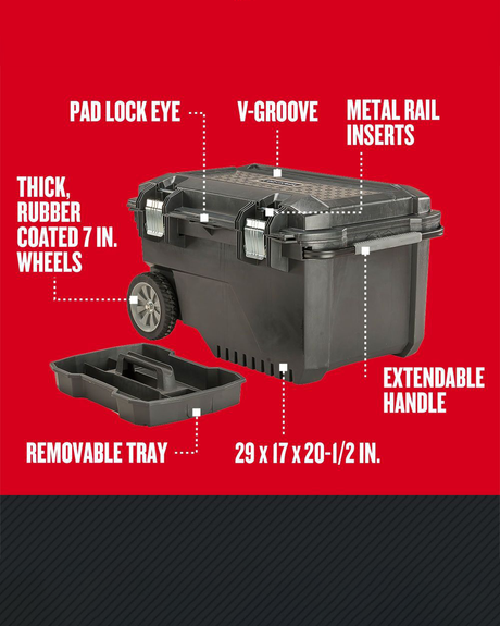 CRAFTSMAN 29 Inch Wheeled Lockable Tool Box 24 Gallon