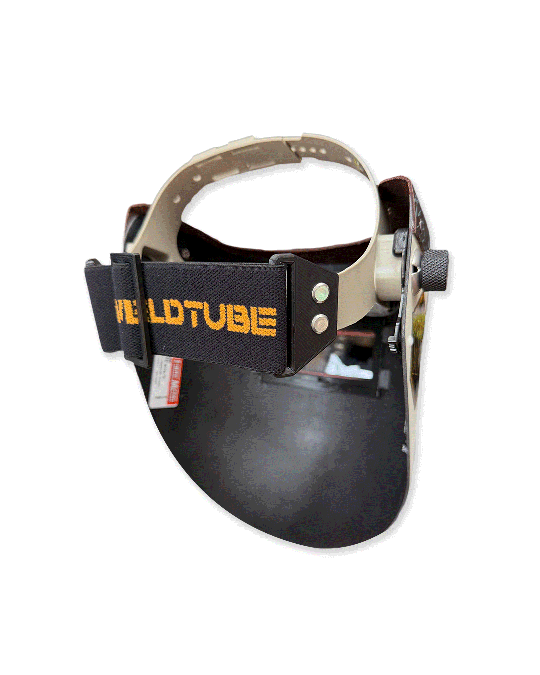 READY TO SHIP – Slim TEAL F. Chopped Pipeliner Welding Helmet | Teal Black Floral Leather Top w/Weldtube Alpha Strap Headgear and Flip-Front Adapter