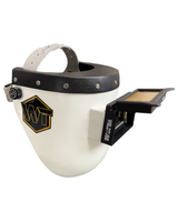 Chopped Leather Top PIPELINER Welding Helmet, SLIM CUT Bottom with Aluminum Fasteners & High Visibility HD Lens