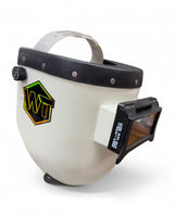 Chopped Leather Top PIPELINER Welding Helmet, MEDIUM CUT Bottom with GOATEE BIB, Aluminum Fasteners & High Visibility Lens