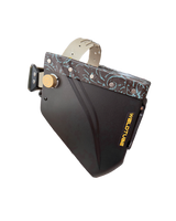 READY TO SHIP – LowPRO Alpha Chopped Welding Helmet | Teal Black Floral Leather Top