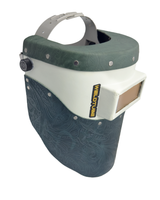 Chopped Leather Top/Bottom PIPELINER Welding Helmet with Aluminum Fasteners & High Visibility HD Lens