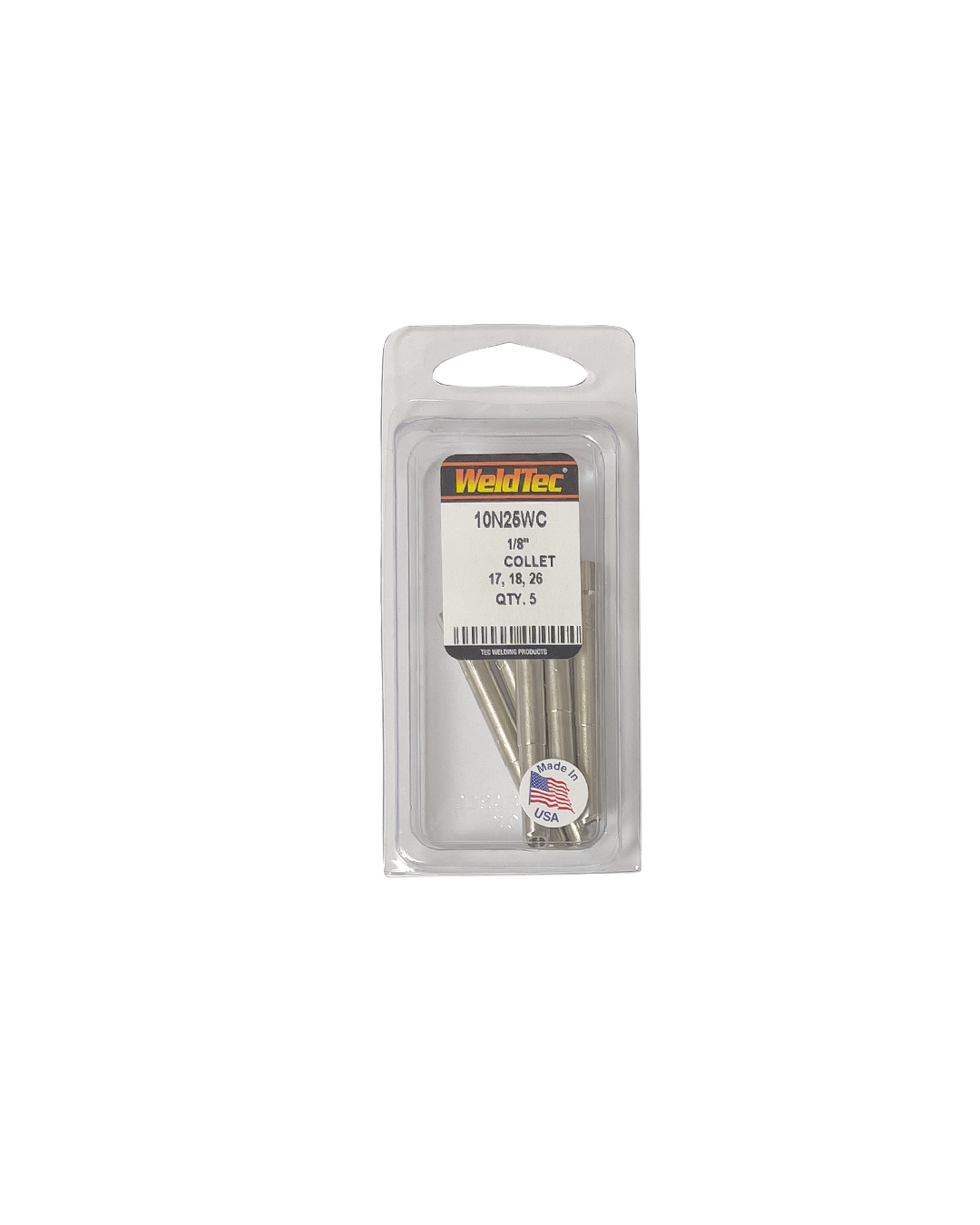 WELDTEC Wedge Collet For 17 and 26 Series Torch, 1/8 Dia, 5 Pack, MADE IN USA