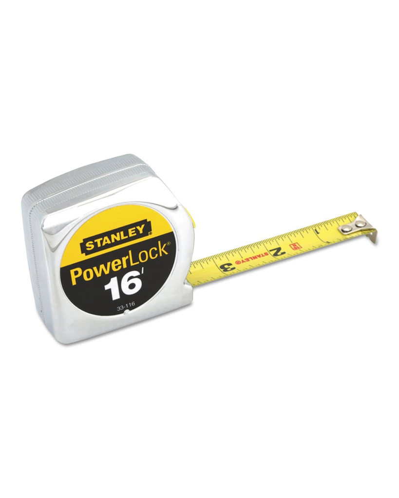 Stanley Powerlock Maßband 3er Pack – 16 Fuß / 4,9 M, Gelbe Klinge, Verchromtes Gehäuse